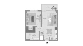 Планировка квартиры 1 спальня в ЖК Aurea № 11007